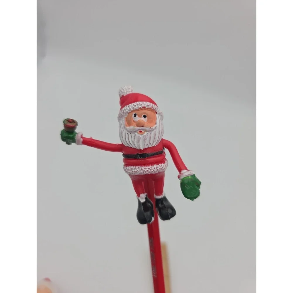 Vintage Fun World Christmas Santa Claus Bendy Pencil Topper & Pencil UNUSED HoHo